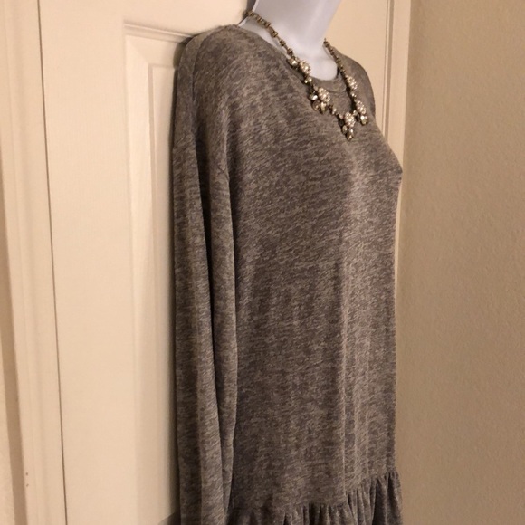 Gray Drop Waist Peplum Flounce Dress - Picture 6 of 14